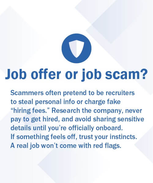 Fraud tip for "Job offer or job scam?"