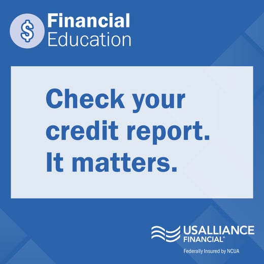 Financial education graphic about the importance of paying bills on time, featuring USALLIANCE Financial® logo.