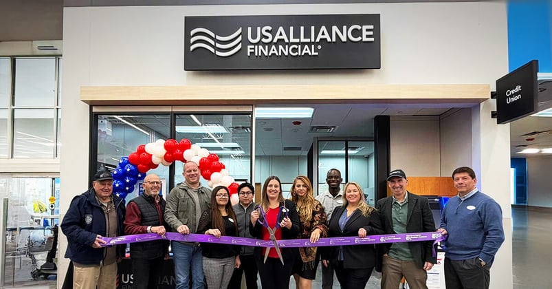 The ribbon cutting ceremony of the Grand reopening of the Napanoch USALLIANCE Financial Branch.